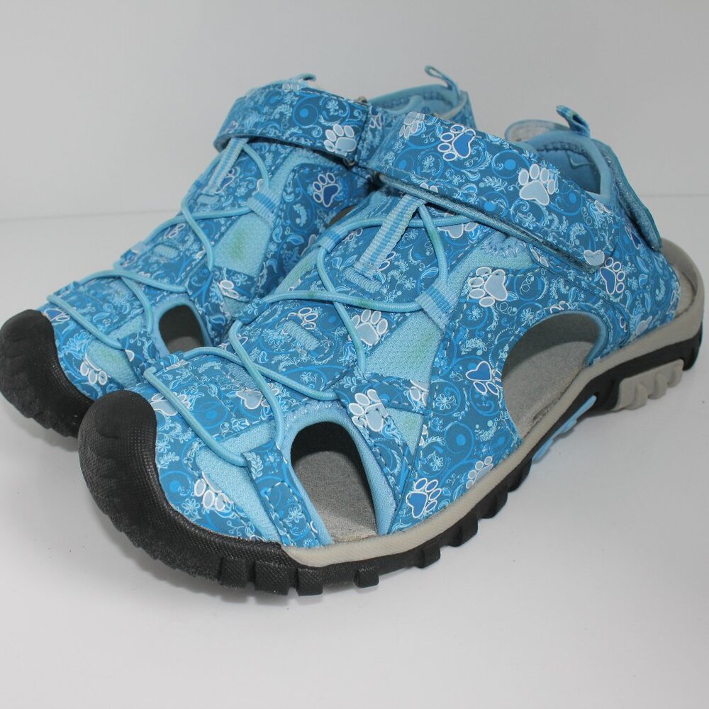 Animal Rescue Site Women's Size 8 Blue Paw Print Closed Toe Hiking Sandals